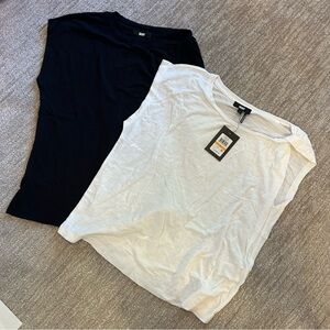 DKNY Women's Black and White Tops